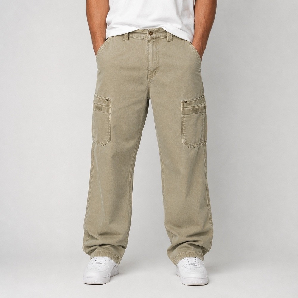 Duluth Trading Pants Mens 42x34 Khaki Flex Fire Hose Cargo Standard Fit Work